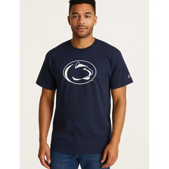 Penn State University Champion Men's Shirt Blue Sz L Graphic Logo Nittany Team - Picture 1 of 12